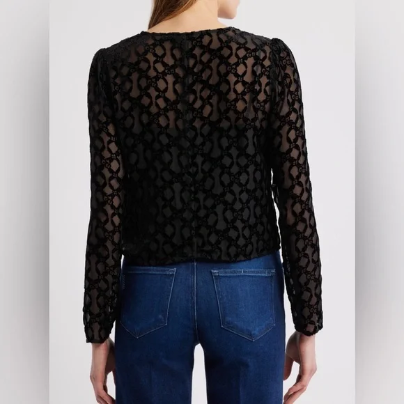 PAIGE Amaya Black Sheer Silk Blend Blouse - Picture 11 of 14